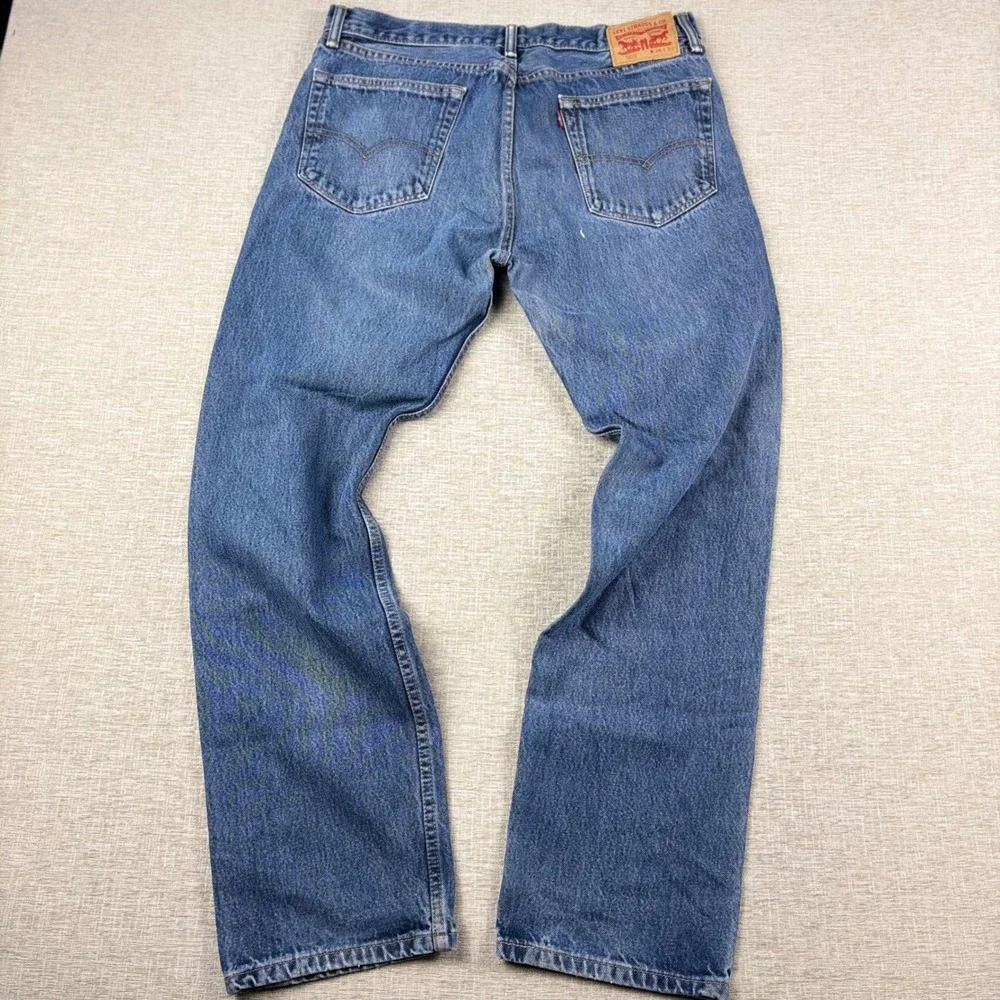 Levis 505 Mens 36x34 Light Distress Jeans Thigh Fade ** Vintage Style ** Denim